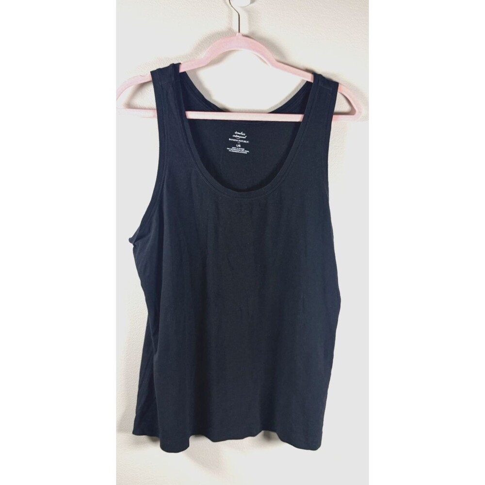 Banana Republic Womens Black Scoop Neck Sleeveless Basic Tank Top - L